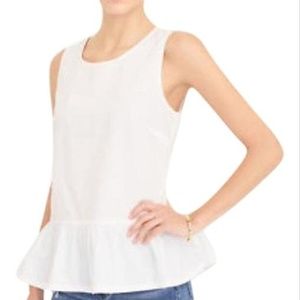 J.Crew White Bow-back Peplum Tank Blouse, NWT